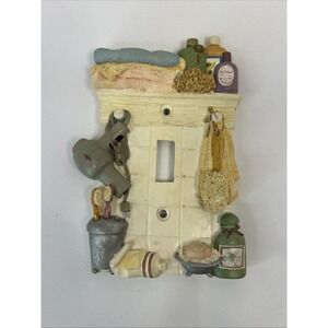 Vtg 3D Bathroom Light Switch Cover Vanity Wall Plate Shabby Chic Read